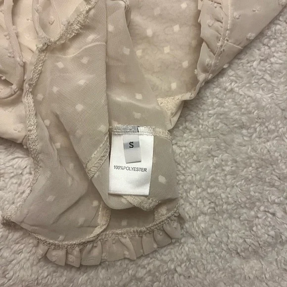 Y2K Front Tie Sheer Ruffle Trim Blouse - Picture 2 of 7